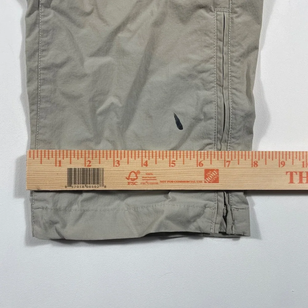 The North Face Convertible Hiking Pants Mens 34x30 Zip Off Belted Khaki Gray